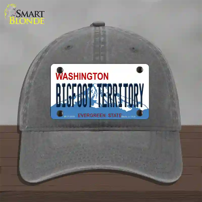 Bigfoot Territory Washington Novelty License Plate Hat Unconstructed Cotton / Charcoal