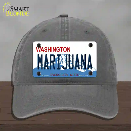 Marijuana Washington Novelty License Plate Hat Unconstructed Cotton / Charcoal