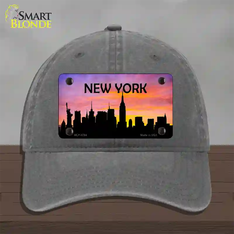 New York Silhouette Novelty License Plate Hat Unconstructed Cotton / Charcoal