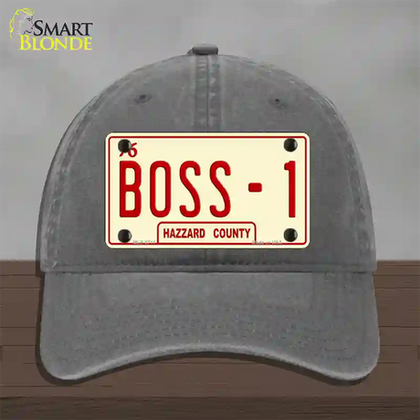 Boss 1 Novelty License Plate Hat Unconstructed Cotton / Charcoal