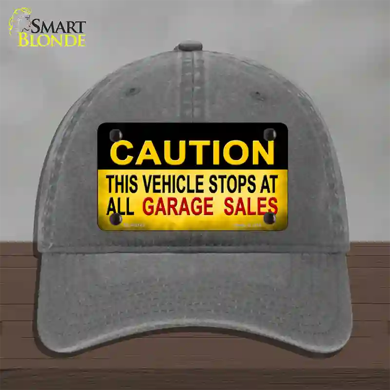 Caution Stops At Garage Sales Novelty License Plate Hat Unconstructed Cotton / Charcoal