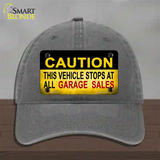 Caution Stops At Garage Sales Novelty License Plate Hat Unconstructed Cotton / Charcoal