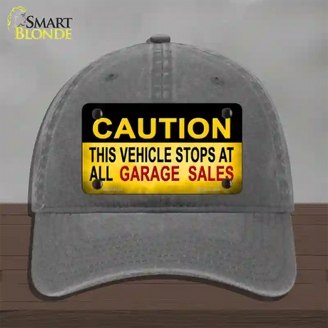 Caution Stops At Garage Sales Novelty License Plate Hat Unconstructed Cotton / Charcoal