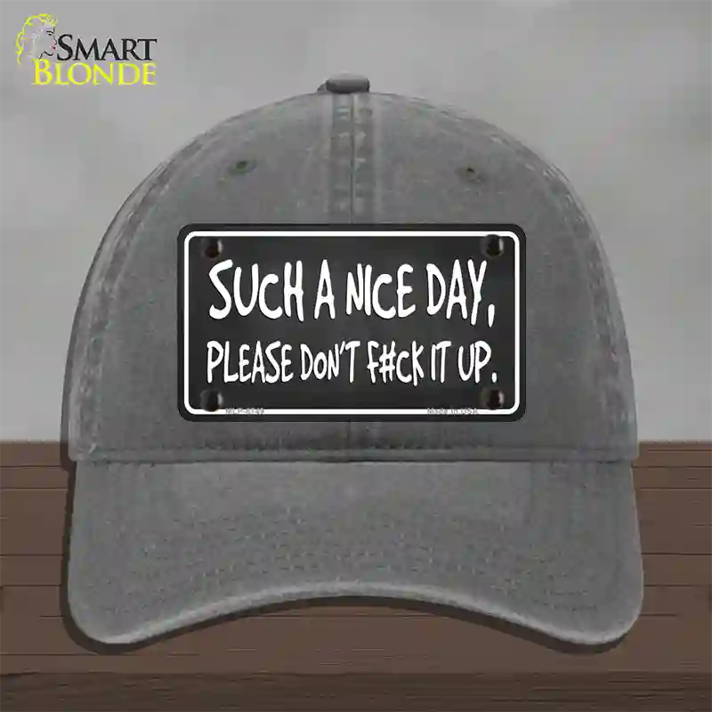 Such A Nice Day Novelty License Plate Hat Unconstructed Cotton / Charcoal