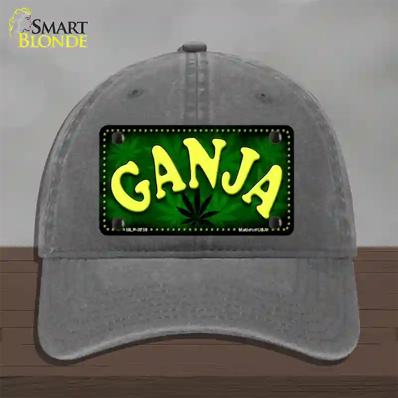 Ganja Novelty License Plate Hat Unconstructed Cotton / Charcoal