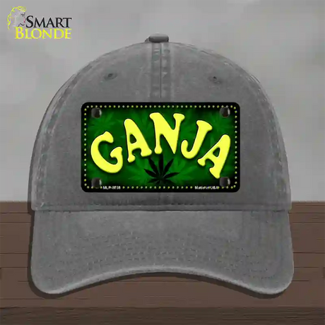 Ganja Novelty License Plate Hat Unconstructed Cotton / Charcoal