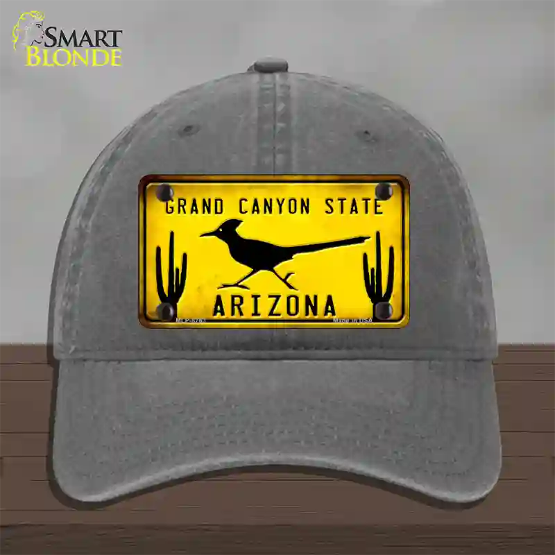 Roadrunner Yellow Arizona Grand Canyon State Novelty License Plate Hat Unconstructed Cotton / Charcoal