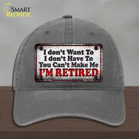 You Cant Make Me Novelty License Plate Hat Unconstructed Cotton / Charcoal