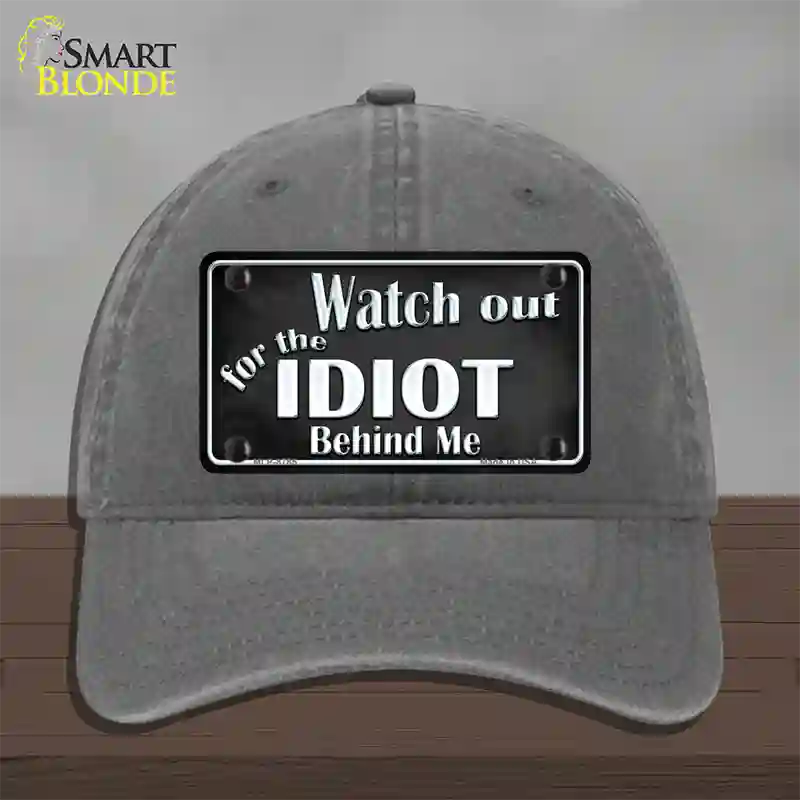 Watch Out Behind Me Novelty License Plate Hat Unconstructed Cotton / Charcoal