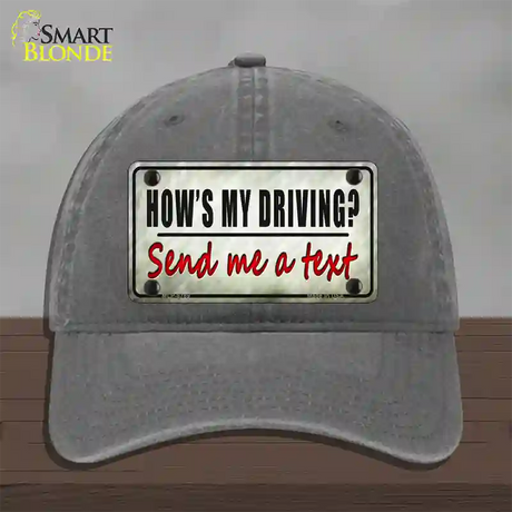 Send Me A Text Novelty License Plate Hat Unconstructed Cotton / Charcoal