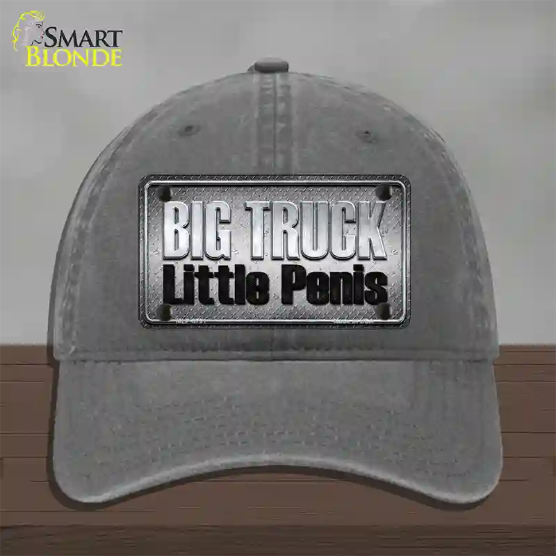 Big Truck Little Penis Novelty License Plate Hat Unconstructed Cotton / Charcoal