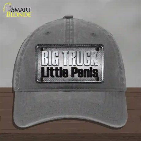 Big Truck Little Penis Novelty License Plate Hat Unconstructed Cotton / Charcoal