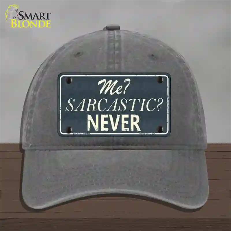 Me Sarcastic Never Novelty License Plate Hat Unconstructed Cotton / Charcoal