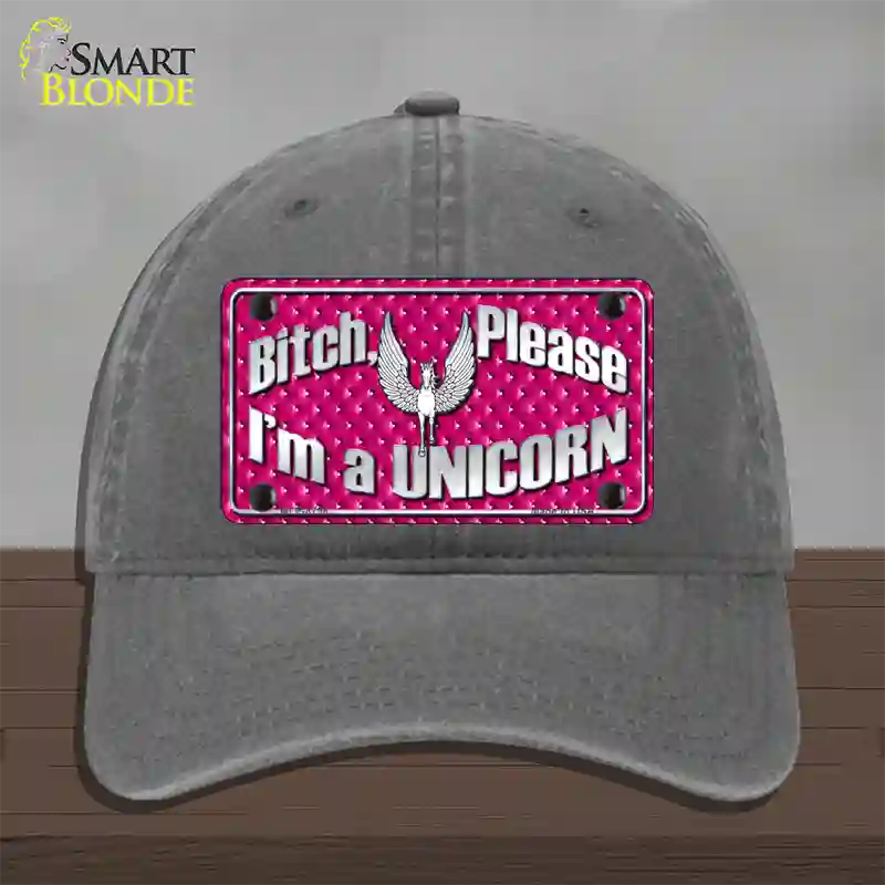 Bitch Please Novelty License Plate Hat Unconstructed Cotton / Charcoal