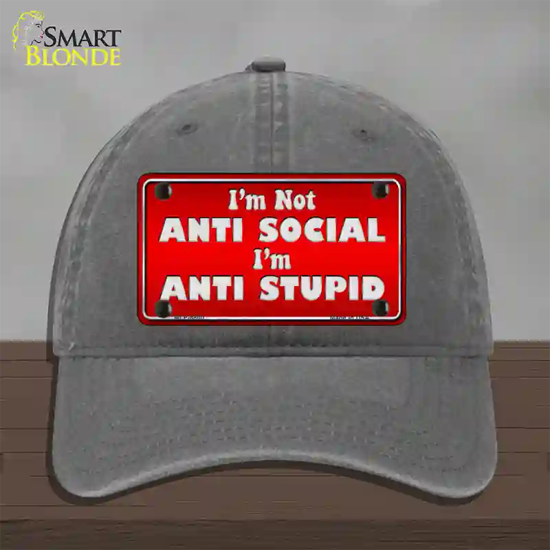 Anti Social Novelty License Plate Hat Unconstructed Cotton / Charcoal