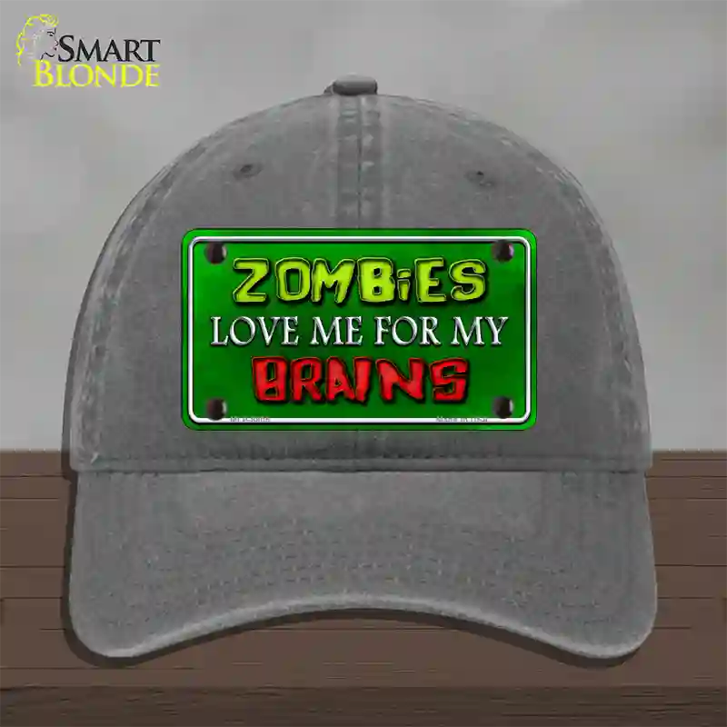 Zombies Love Me Novelty License Plate Hat Unconstructed Cotton / Charcoal