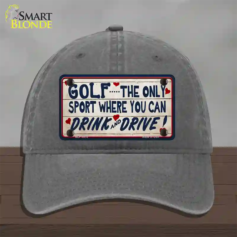 Drink And Drive Novelty License Plate Hat Unconstructed Cotton / Charcoal