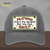 Nurses Sedate It Novelty License Plate Hat Unconstructed Cotton / Charcoal