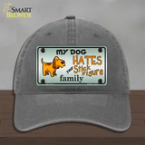 My Dog Hates Novelty License Plate Hat Unconstructed Cotton / Charcoal