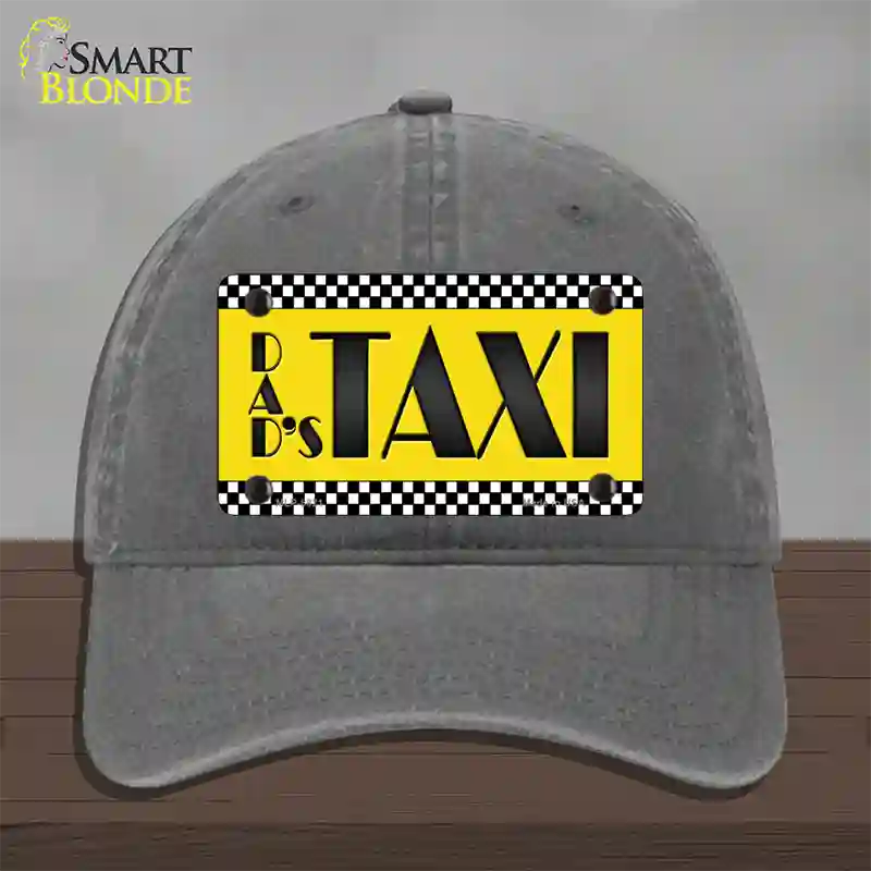 Dads Taxi Novelty License Plate Hat Unconstructed Cotton / Charcoal