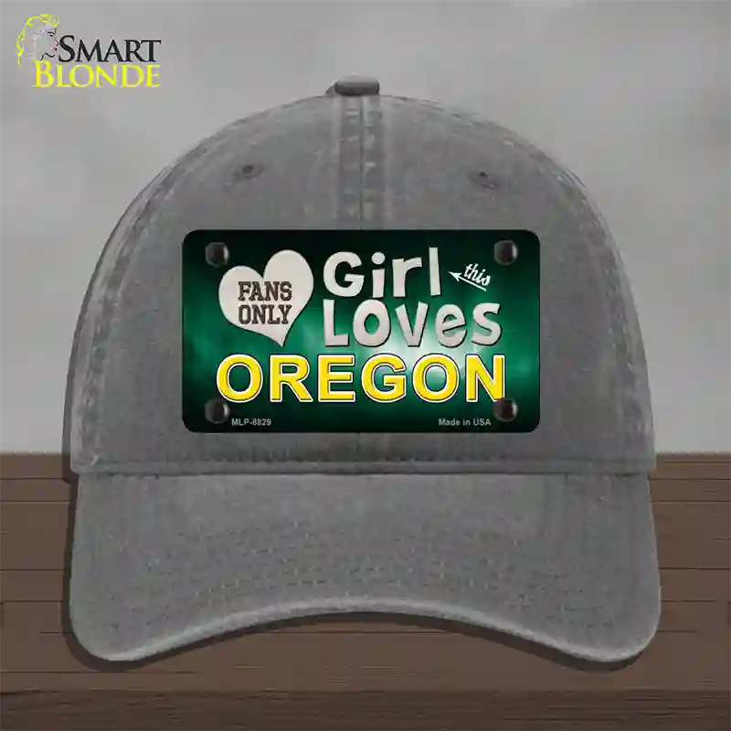 This Girl Loves Oregon Novelty License Plate Hat Unconstructed Cotton / Charcoal