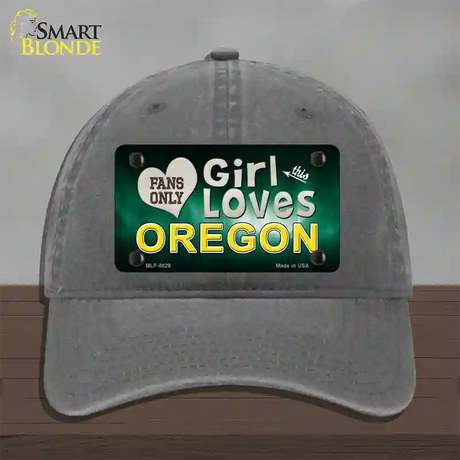 This Girl Loves Oregon Novelty License Plate Hat Unconstructed Cotton / Charcoal