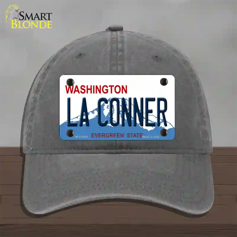 La Conner Washington Novelty License Plate Hat Unconstructed Cotton / Charcoal