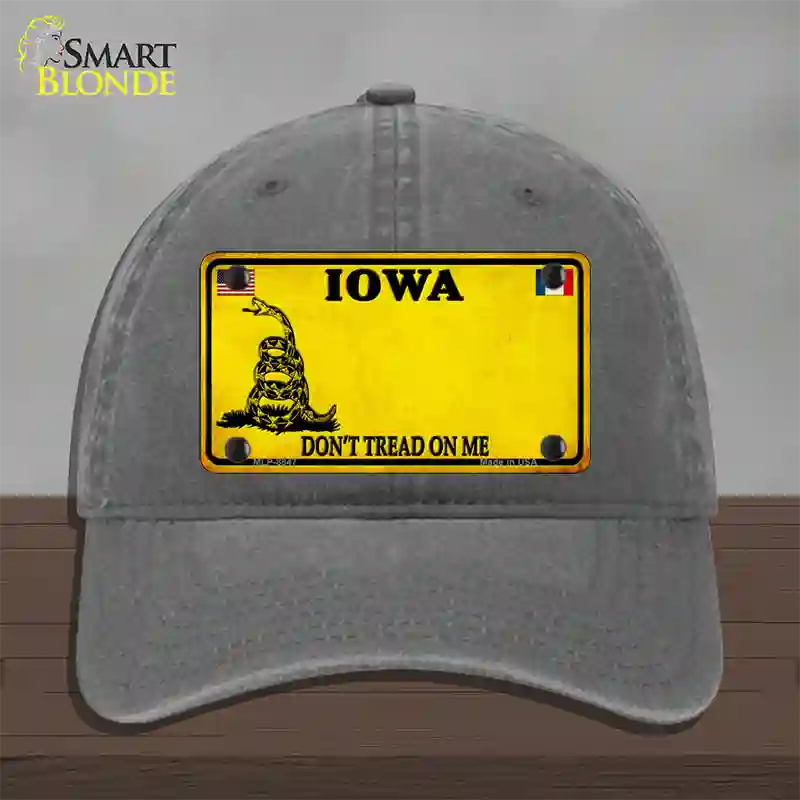 Iowa Dont Tread On Me Novelty License Plate Hat Unconstructed Cotton / Charcoal