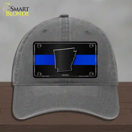 Arkansas Thin Blue Line Novelty License Plate Hat Unconstructed Cotton / Charcoal