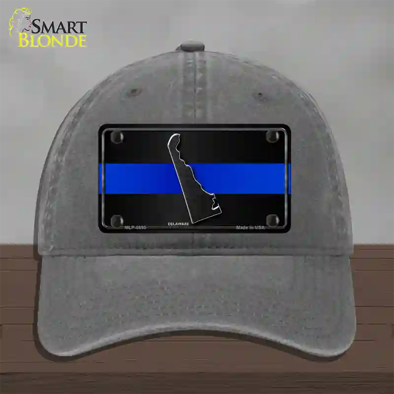 Delaware Thin Blue Line Novelty License Plate Hat Unconstructed Cotton / Charcoal