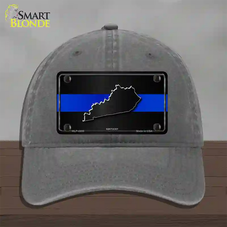 Kentucky Thin Blue Line Novelty License Plate Hat Unconstructed Cotton / Charcoal