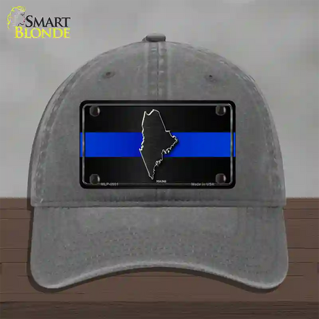 Maine Thin Blue Line Novelty License Plate Hat Unconstructed Cotton / Charcoal