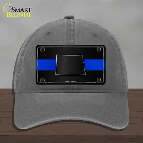 North Dakota Thin Blue Line Novelty License Plate Hat Unconstructed Cotton / Charcoal