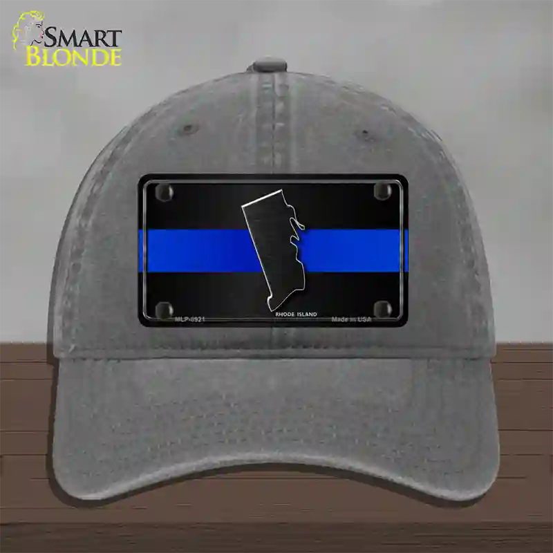 Rhode Island Thin Blue Line Novelty License Plate Hat Unconstructed Cotton / Charcoal