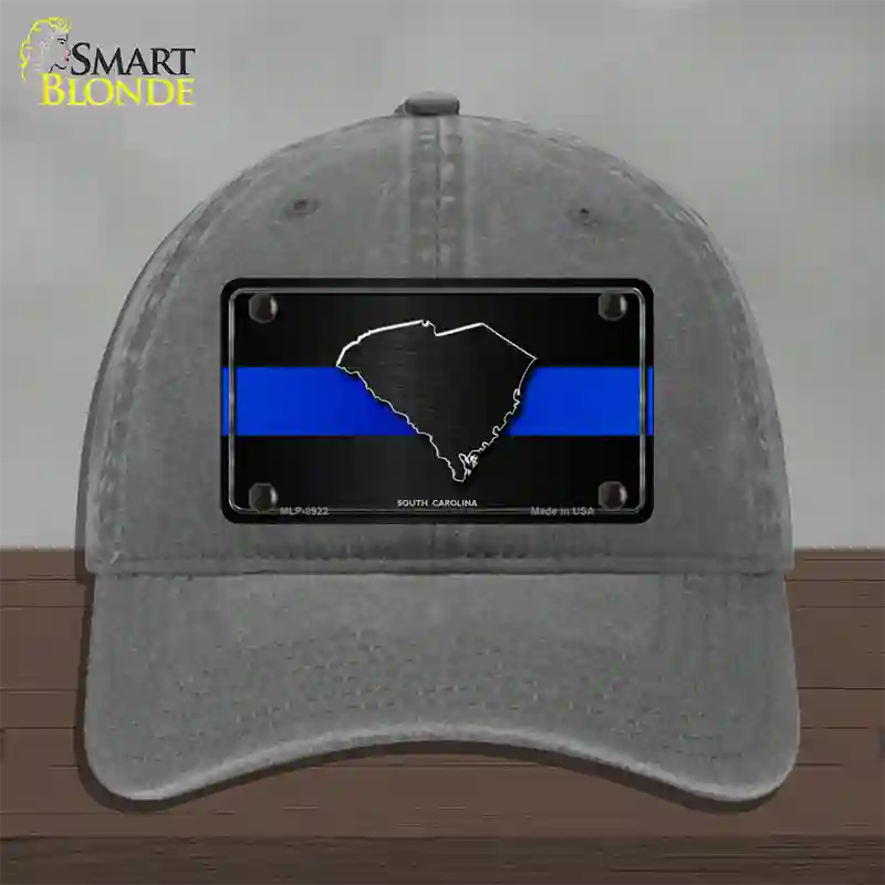 South Carolina Thin Blue Line Novelty License Plate Hat Unconstructed Cotton / Charcoal