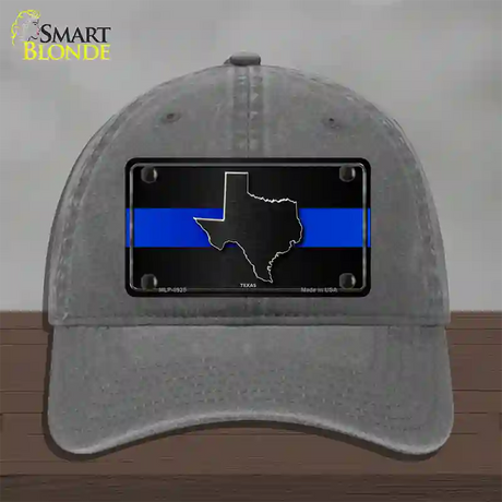 Texas Thin Blue Line Novelty License Plate Hat Unconstructed Cotton / Charcoal