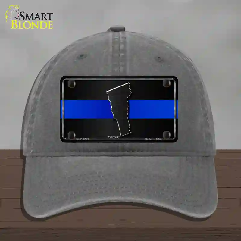 Vermont Thin Blue Line Novelty License Plate Hat Unconstructed Cotton / Charcoal