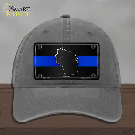 Wisconsin Thin Blue Line Novelty License Plate Hat Unconstructed Cotton / Charcoal