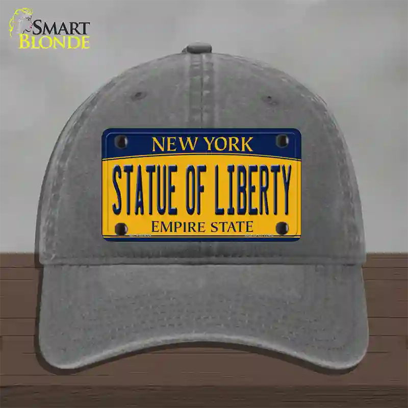 Statue of Liberty New York Novelty License Plate Hat Unconstructed Cotton / Charcoal