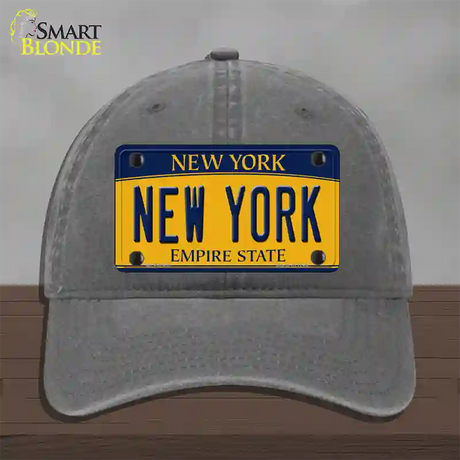 New York Yellow Novelty License Plate Hat Unconstructed Cotton / Charcoal