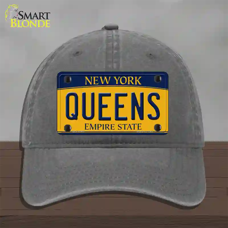 Queens New York Novelty License Plate Hat Unconstructed Cotton / Charcoal