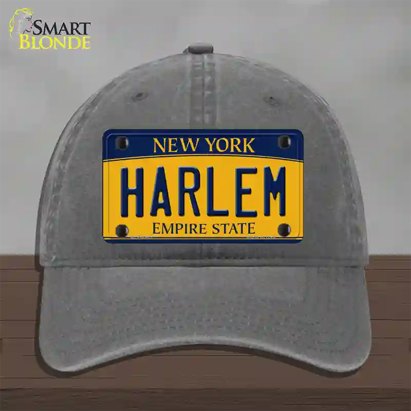 Harlem New York Novelty License Plate Hat Unconstructed Cotton / Charcoal