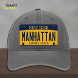 Manhattan New York Novelty License Plate Hat Unconstructed Cotton / Charcoal