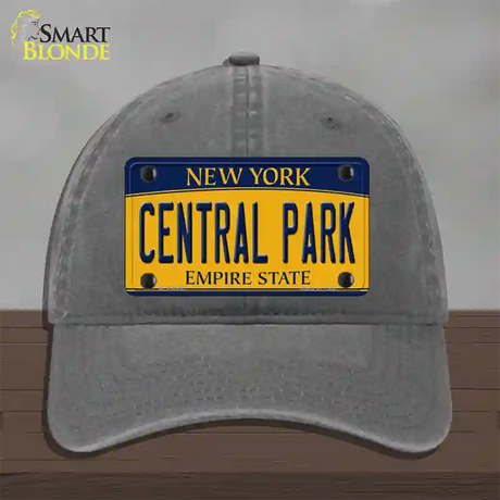 Central Park Yellow New York Novelty License Plate Hat Unconstructed Cotton / Charcoal