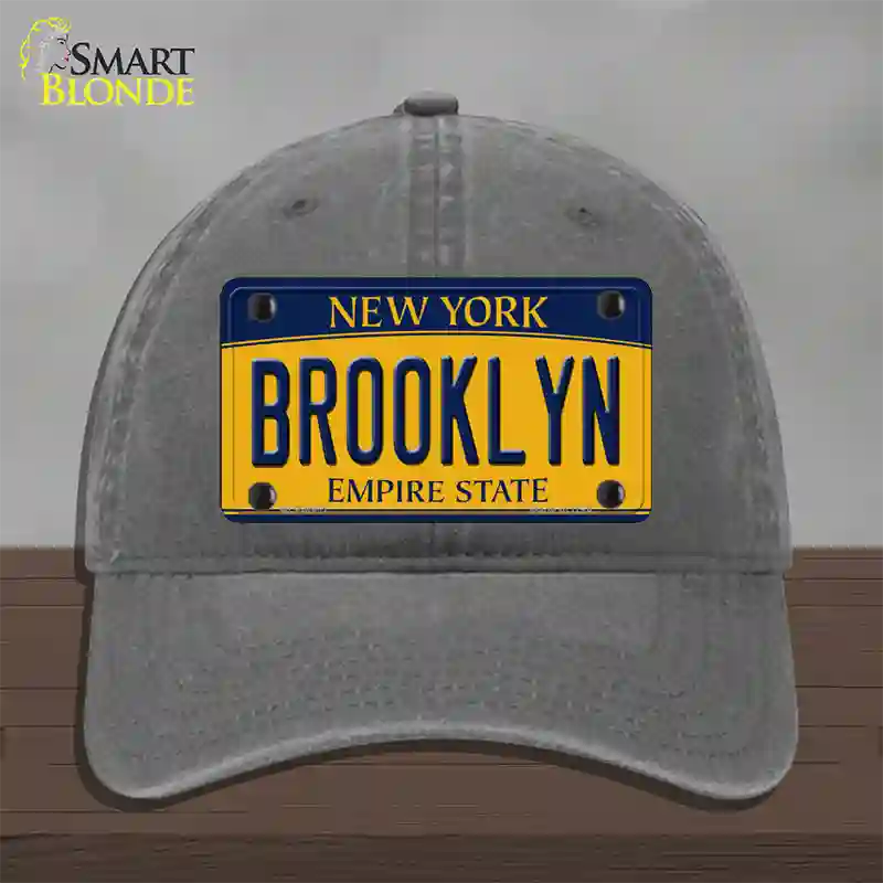 Brooklyn New York Novelty License Plate Hat Unconstructed Cotton / Charcoal