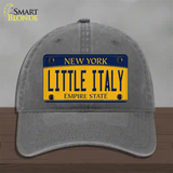 Little Italy New York Novelty License Plate Hat Unconstructed Cotton / Charcoal