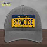 Syracuse New York Novelty License Plate Hat Unconstructed Cotton / Charcoal