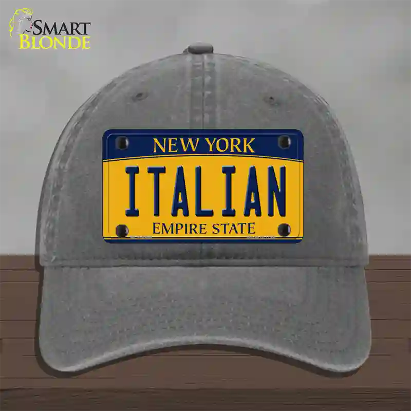 Italian Yellow New York Novelty License Plate Hat Unconstructed Cotton / Charcoal