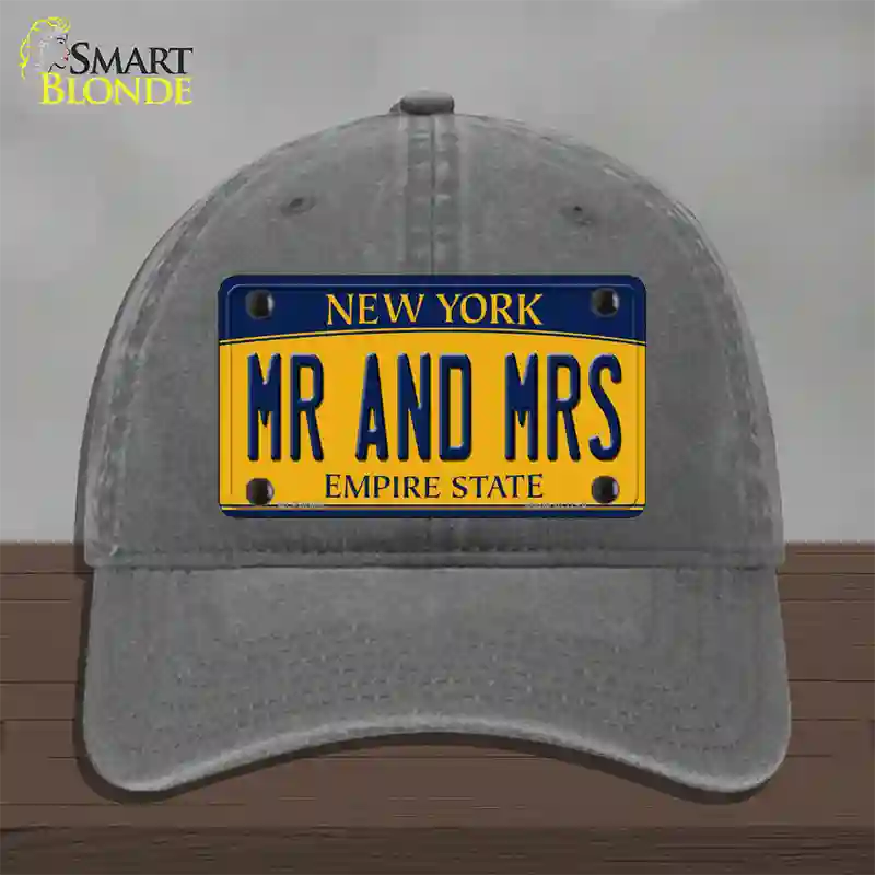 Mr and Mrs New York Novelty License Plate Hat Unconstructed Cotton / Charcoal