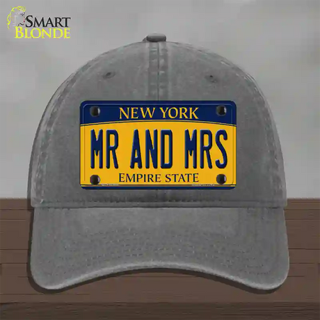 Mr and Mrs New York Novelty License Plate Hat Unconstructed Cotton / Charcoal